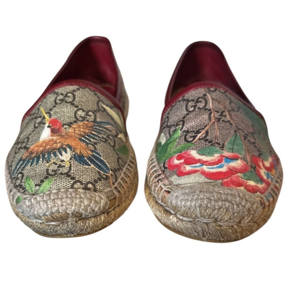 Gucci Tian Hummingbird GG Supreme Monogram Espadrille Flats EU 36 Slip On - Picture 6 of 11